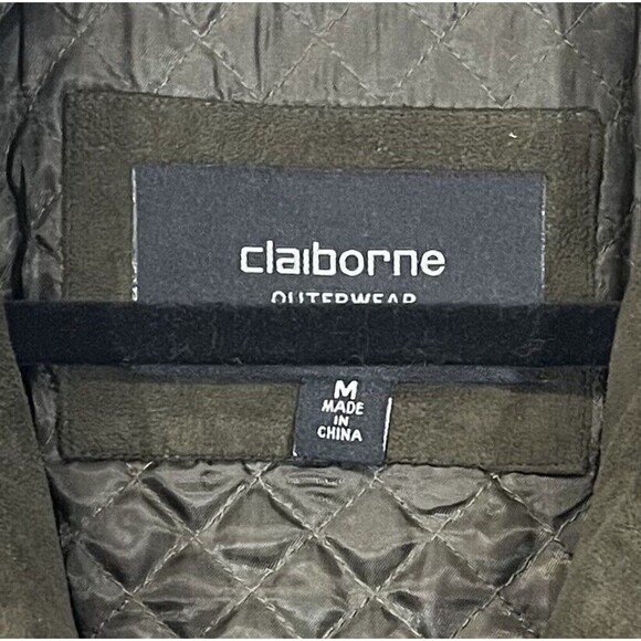 Claiborne Outerwear Field Jacket Barn Coat Quilted Soft Microfiber Green Mens‎ M - Picture 9 of 10